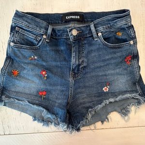 Express High Rise Embroidered Shorts - Size 8